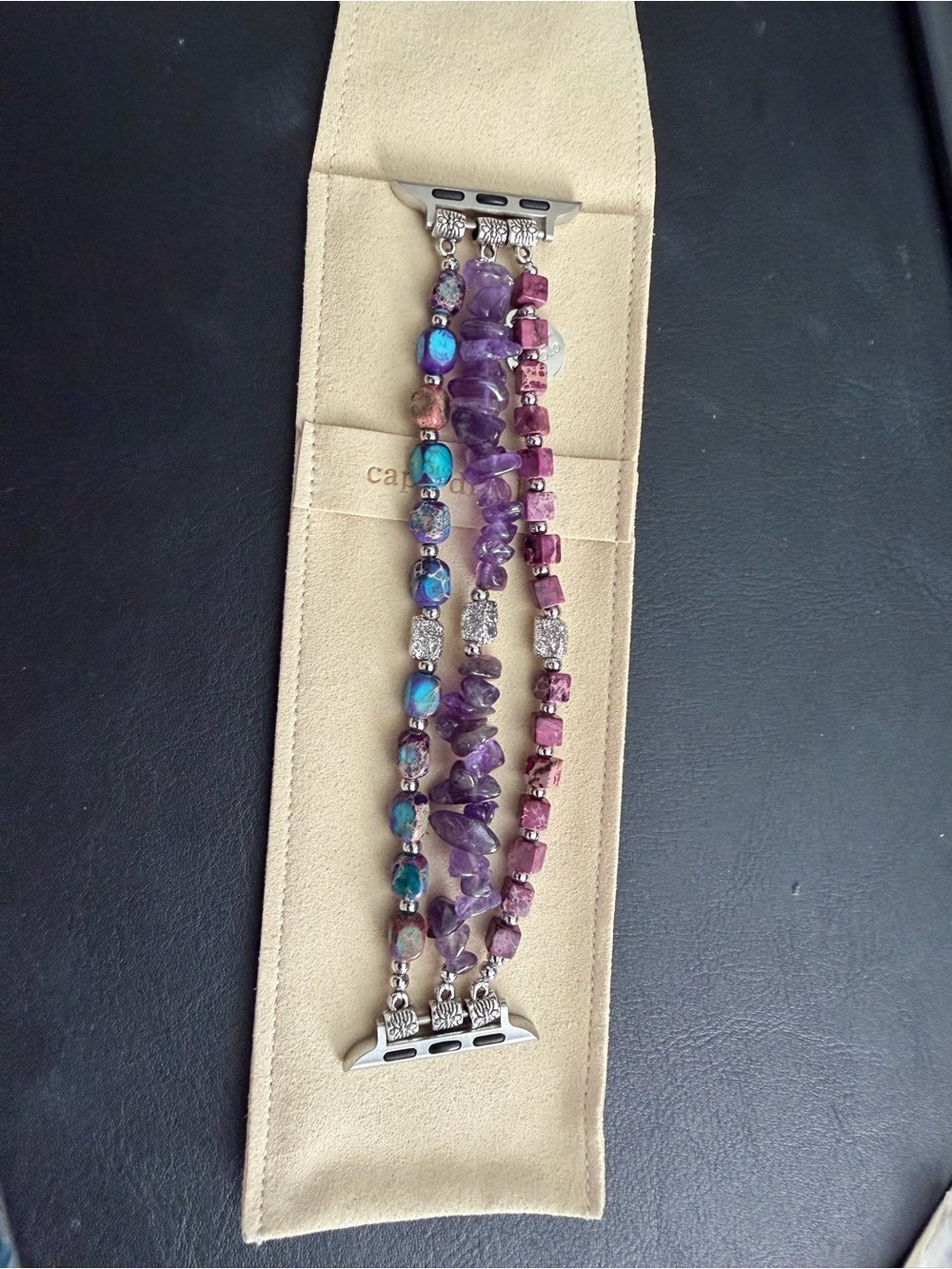 Royal Amemthyst Multi-Strand Gemstone Apple Watch Bracelet Band - Cape Diablo - Picture 2 of 4